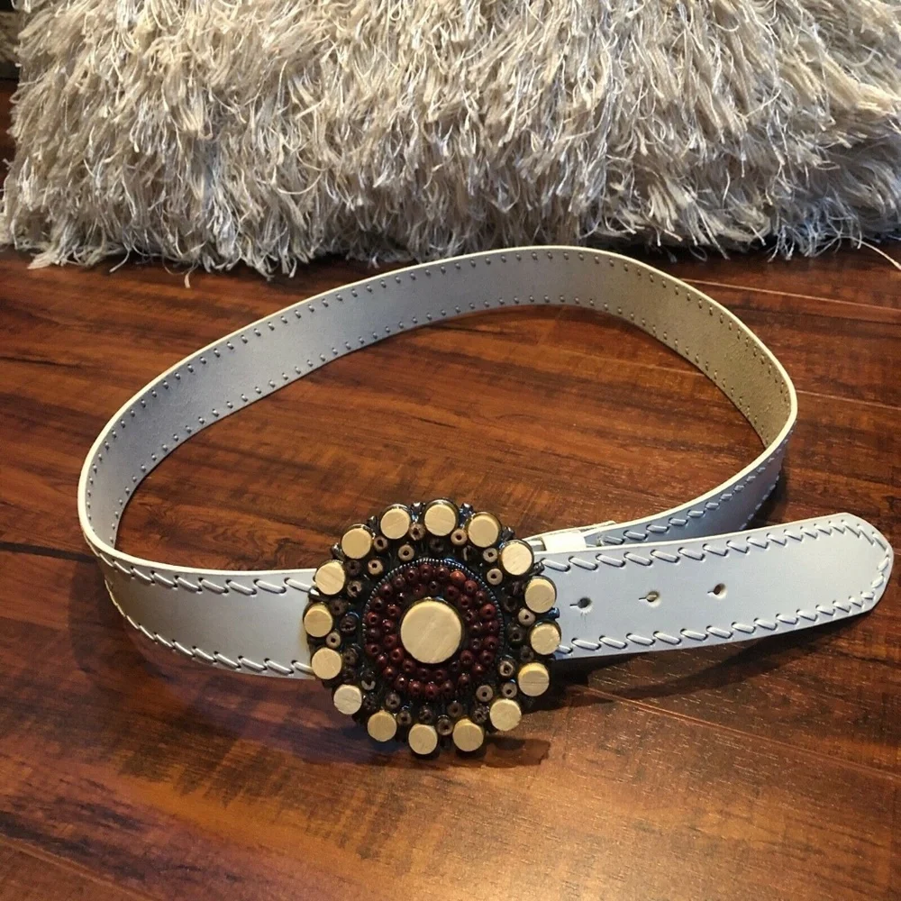BOHO HIPPIE Bonded Leather Buckle Belt
